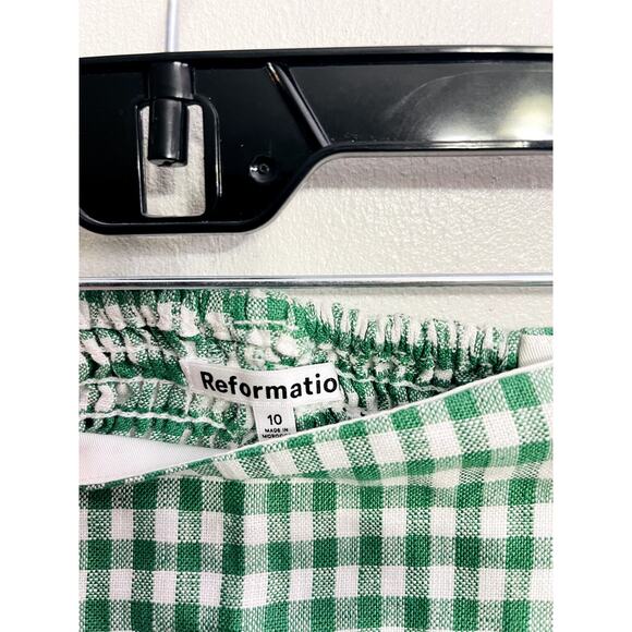 NWT Reformation Dillon Linen Top Green Gingham Size 10 Handkerchief Strapless - Picture 4 of 4